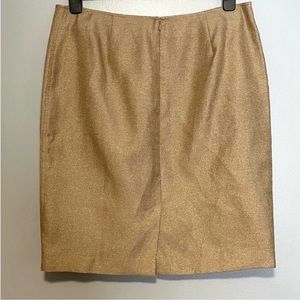 Talbots Gold Tan Metallic Linen Straight Pencil Skirt 16